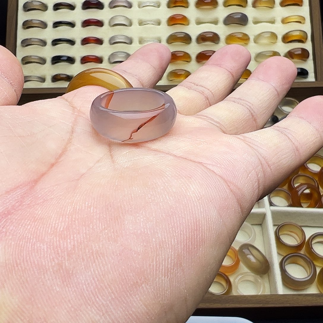 玛瑙/玉髓戒圈未镶嵌微瑕不退不换