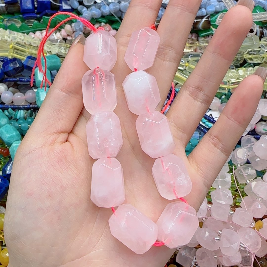玛瑙/玉髓珠宝半成品未镶嵌天然粉晶切面10颗