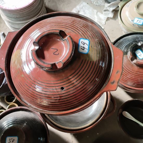 陶瓷老货砂锅铁红釉粗瓷