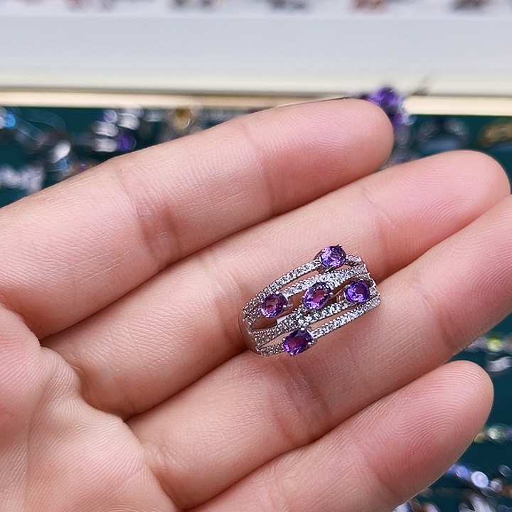 水晶戒指银S925镶嵌成品