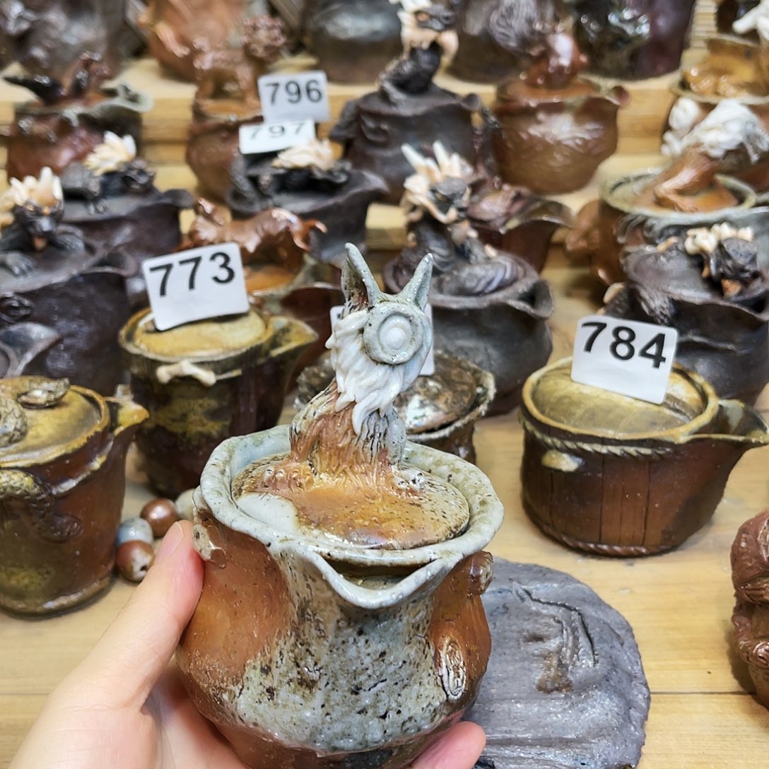 杯柴烧粗陶手捏宝瓶微瑕