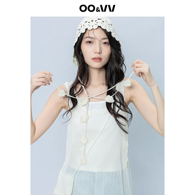 OO&VV针织镂空花边中长款吊带两件套上衣女2025夏新款裙子配小包