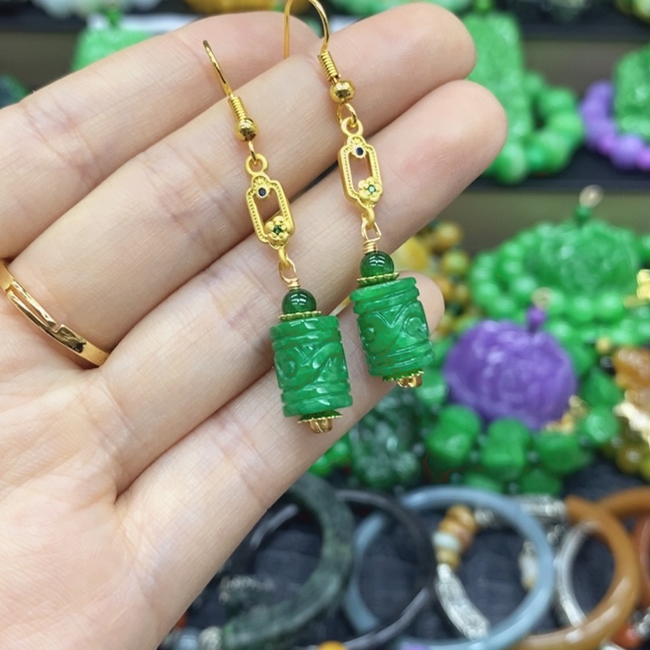 翡翠未镶嵌耳饰耳坠77