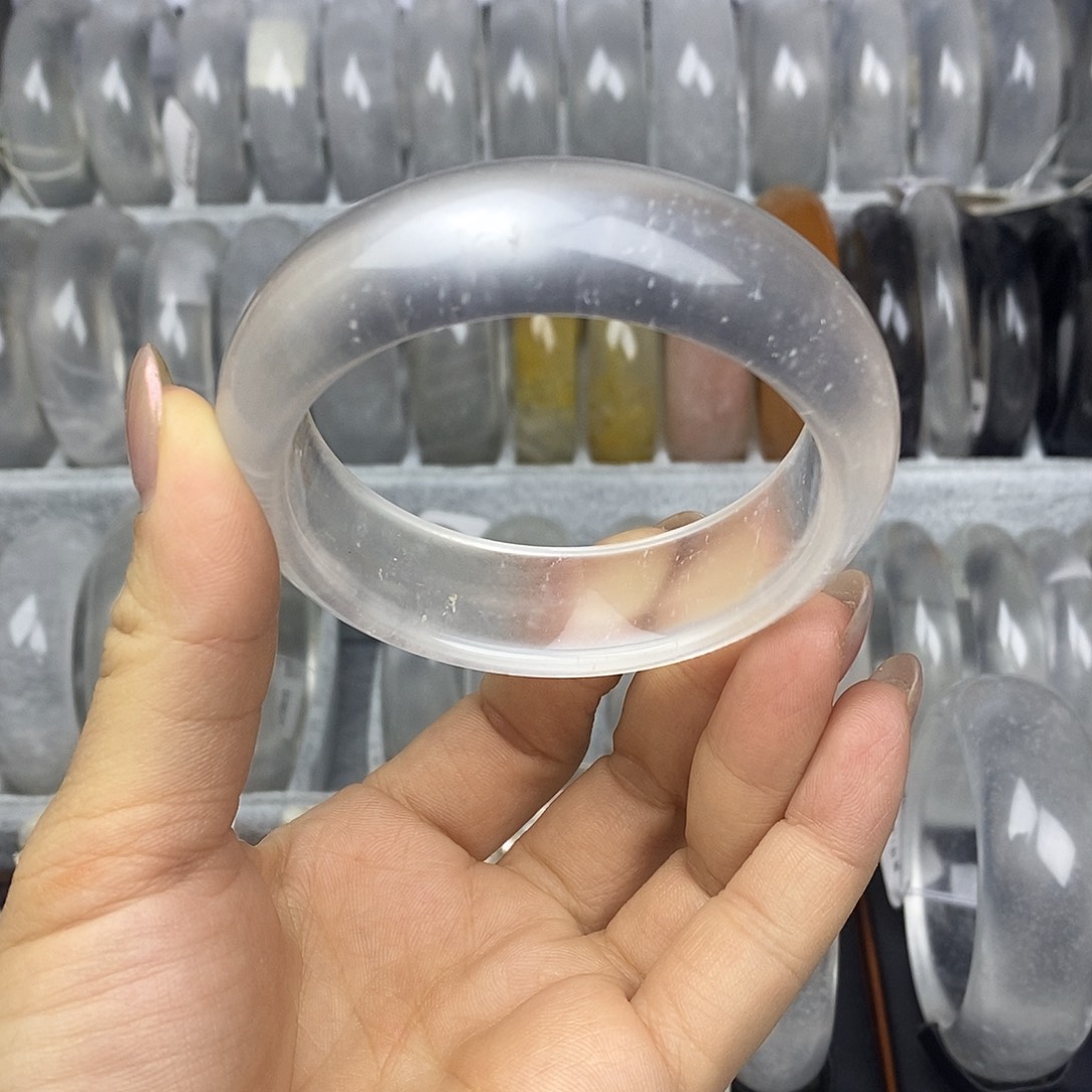 石英质玉未镶嵌手镯57白冰飘雪夹层包容3208