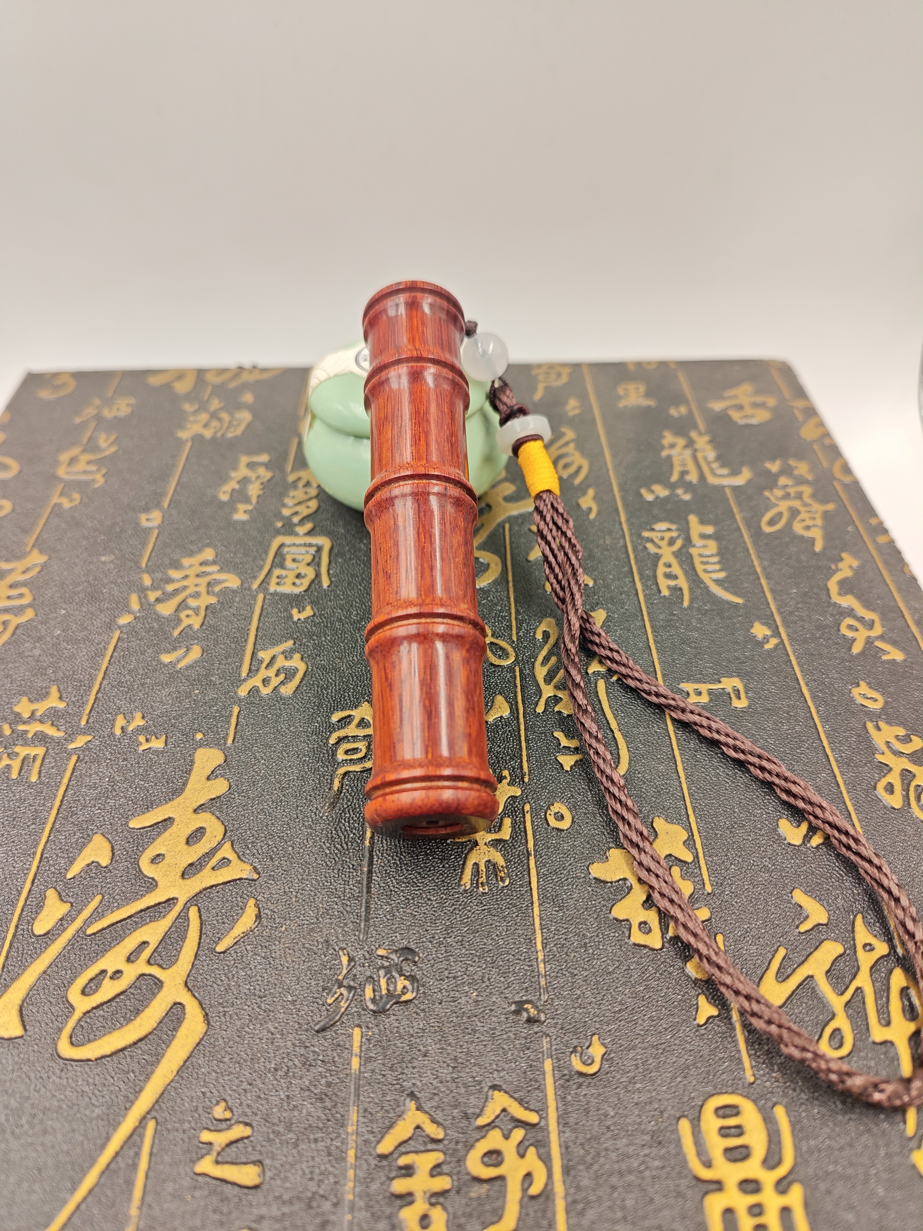 紫檀竹节火折子手把件（带充电线）