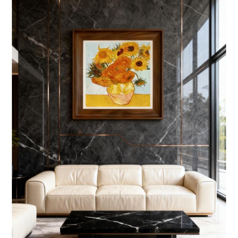 向日葵复古装饰画法式客厅背景墙高级感餐厅壁画CF19