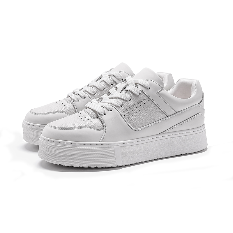 秋冬新品 真皮保暖软底舒适男鞋 高端复古休闲低帮男款小白鞋