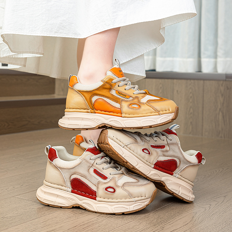 【欧货新品】四季款网面透气运动鞋2025年新款拼色老爹鞋休闲女鞋