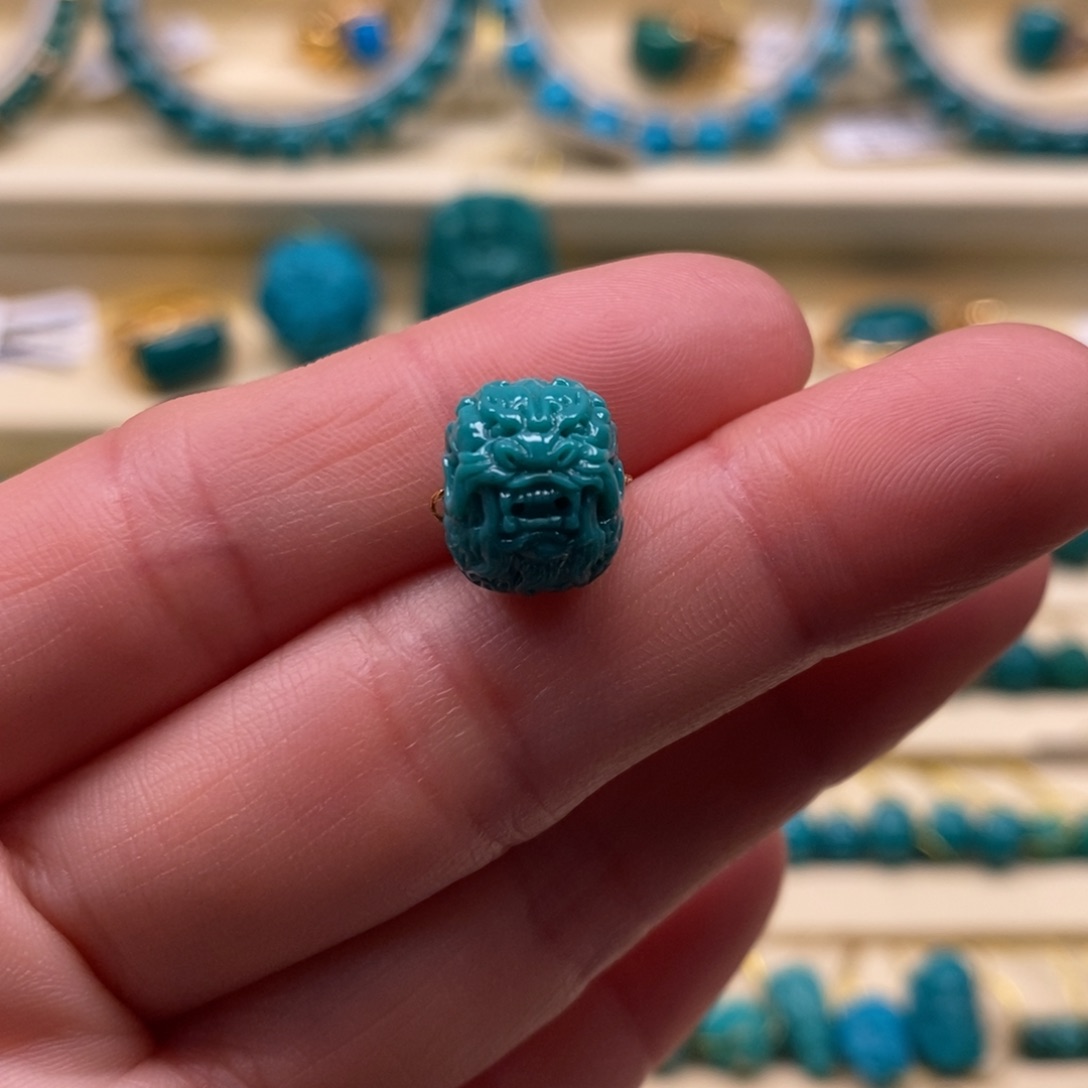 绿松石珠宝奇石未镶嵌直径11.3×9.4龙老型