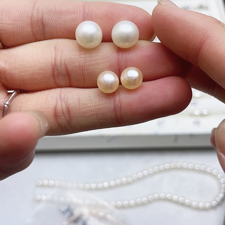 淡水珍珠耳饰银S925镶嵌鱼*摆