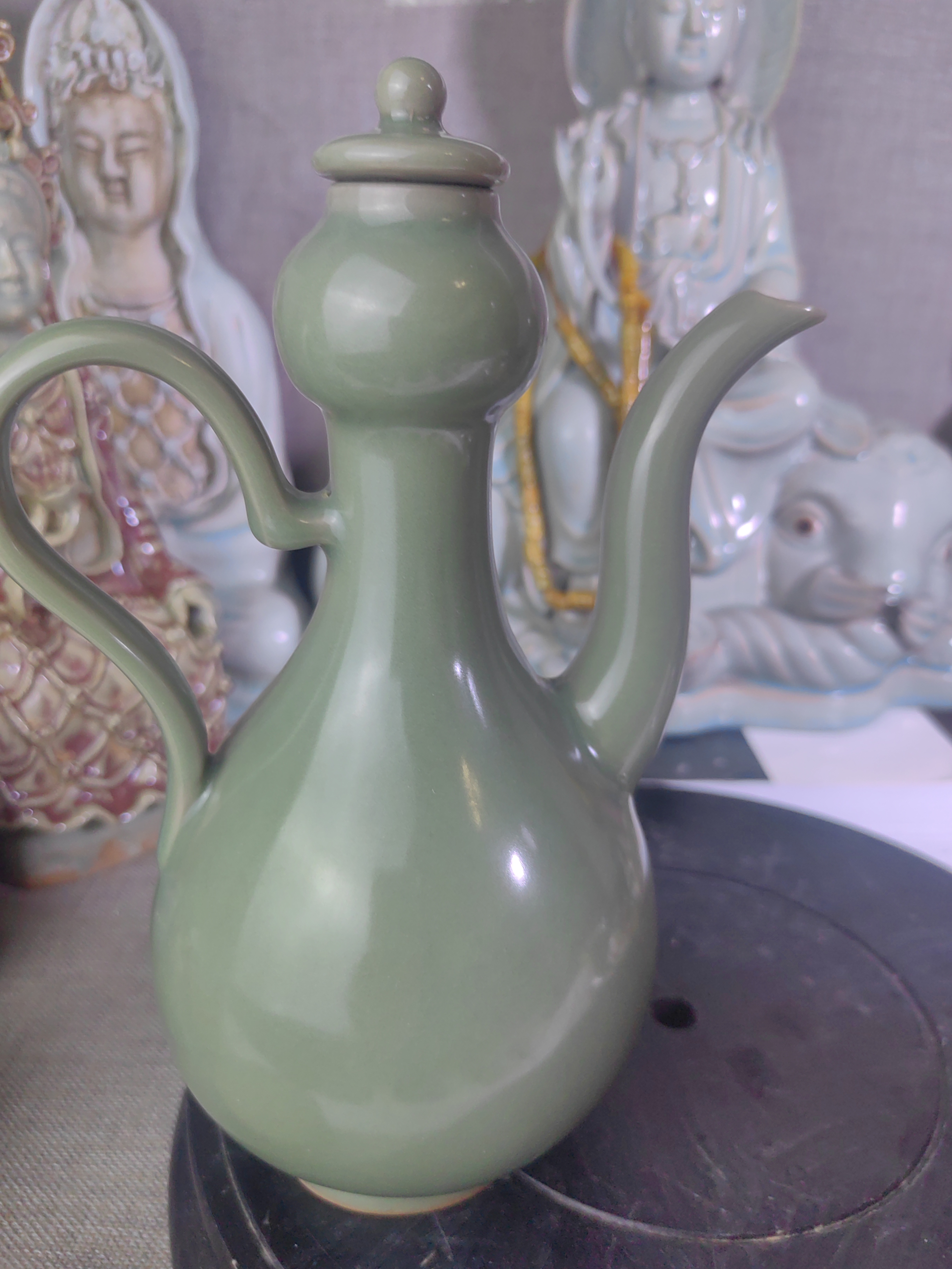 龙泉窑梅子青稀缺精品高货摆件