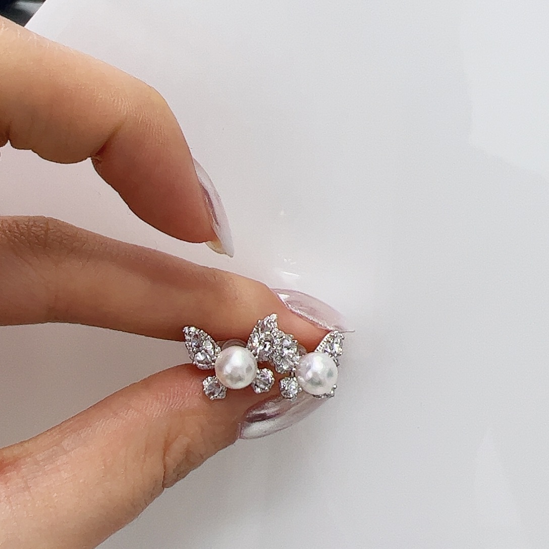 海水珍珠C948耳钉银S925镶嵌