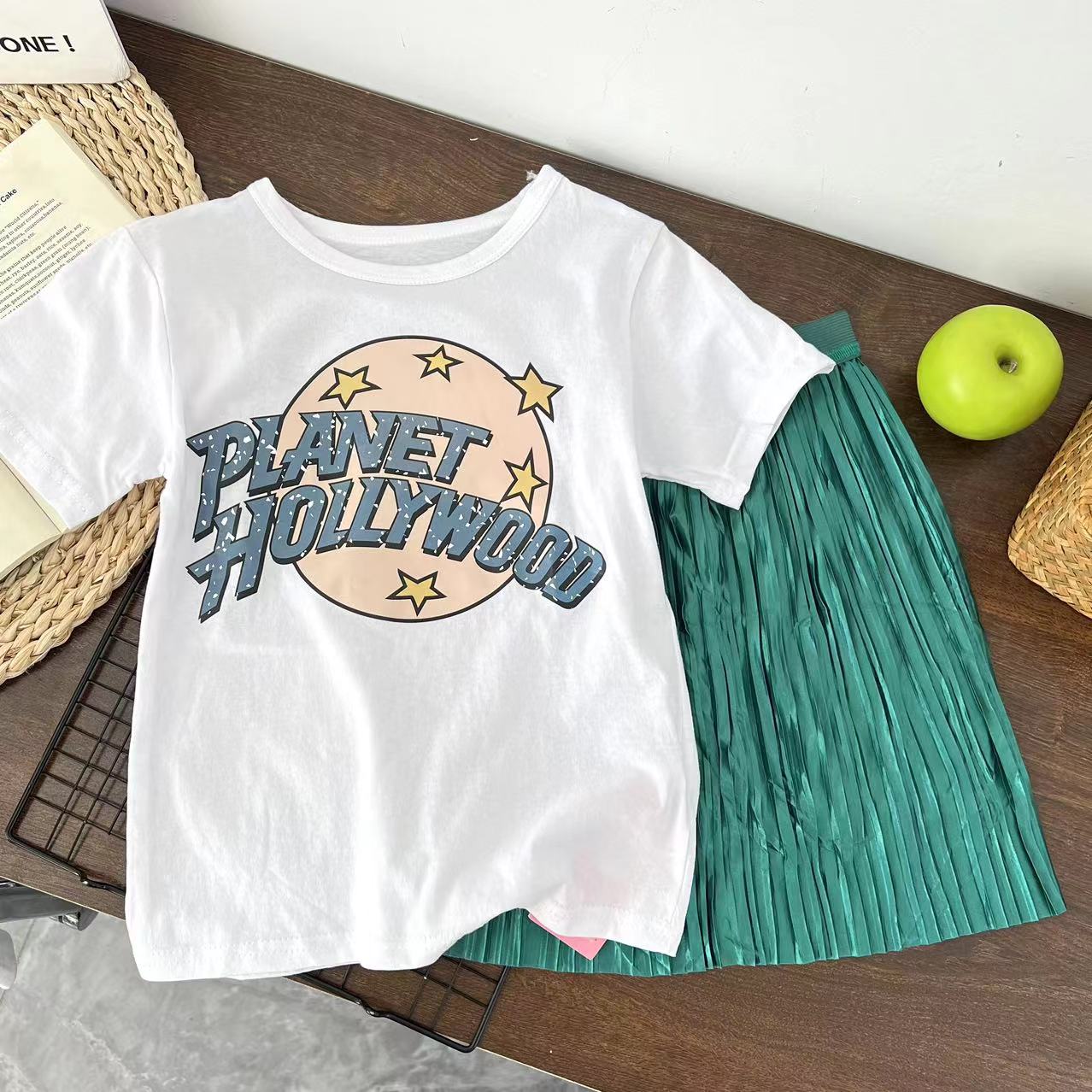 女童2025夏季新款短袖两件套裙B0755