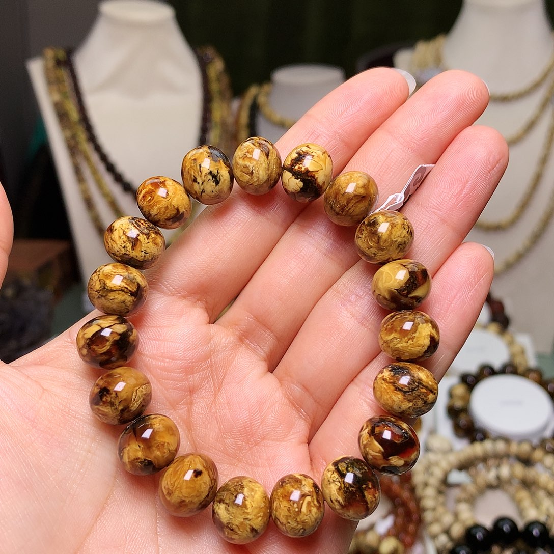 琥珀未镶嵌裸石抚顺琥珀12-黄花104