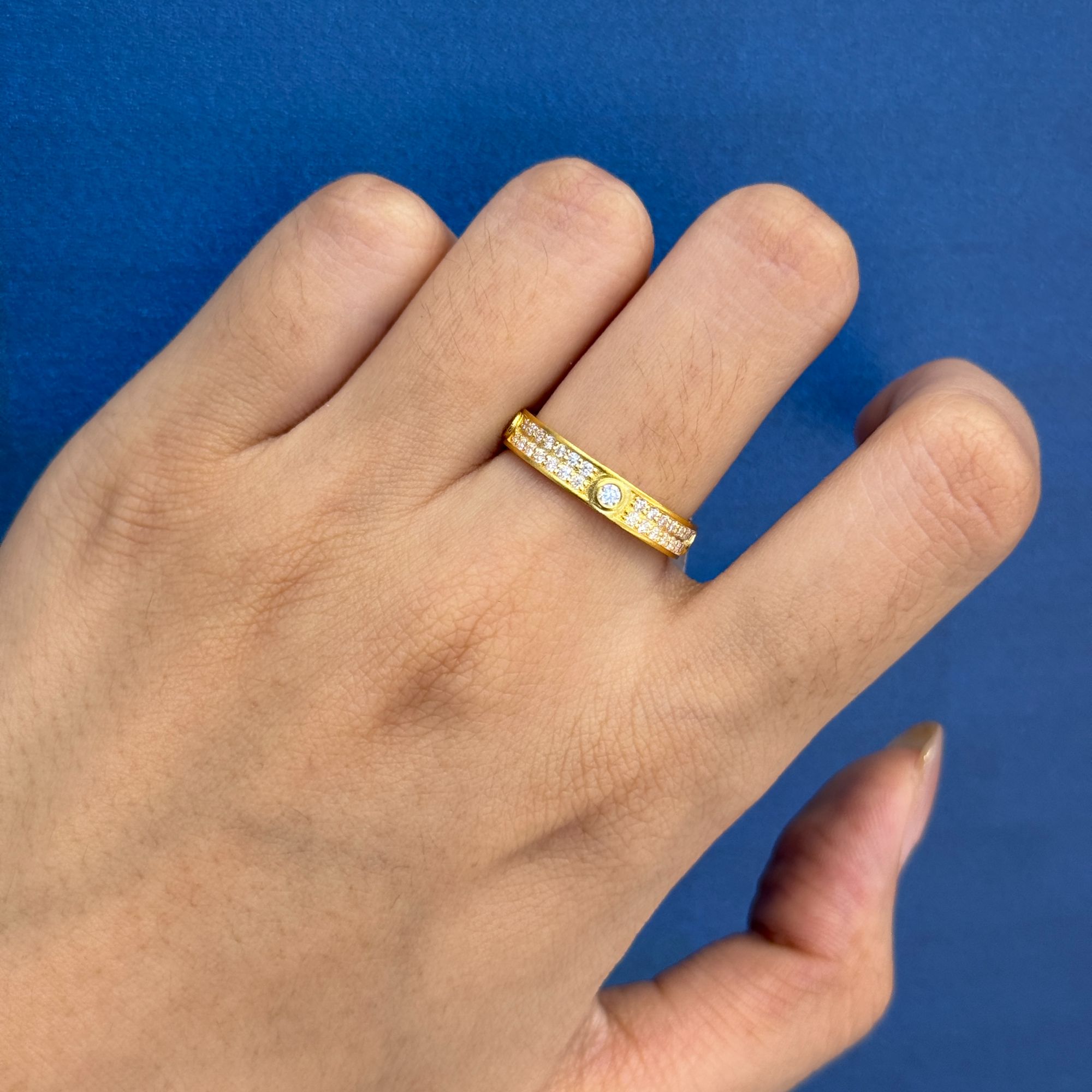 足金999 新款5D戒指【一字卡戒细版】轻奢百搭戒指