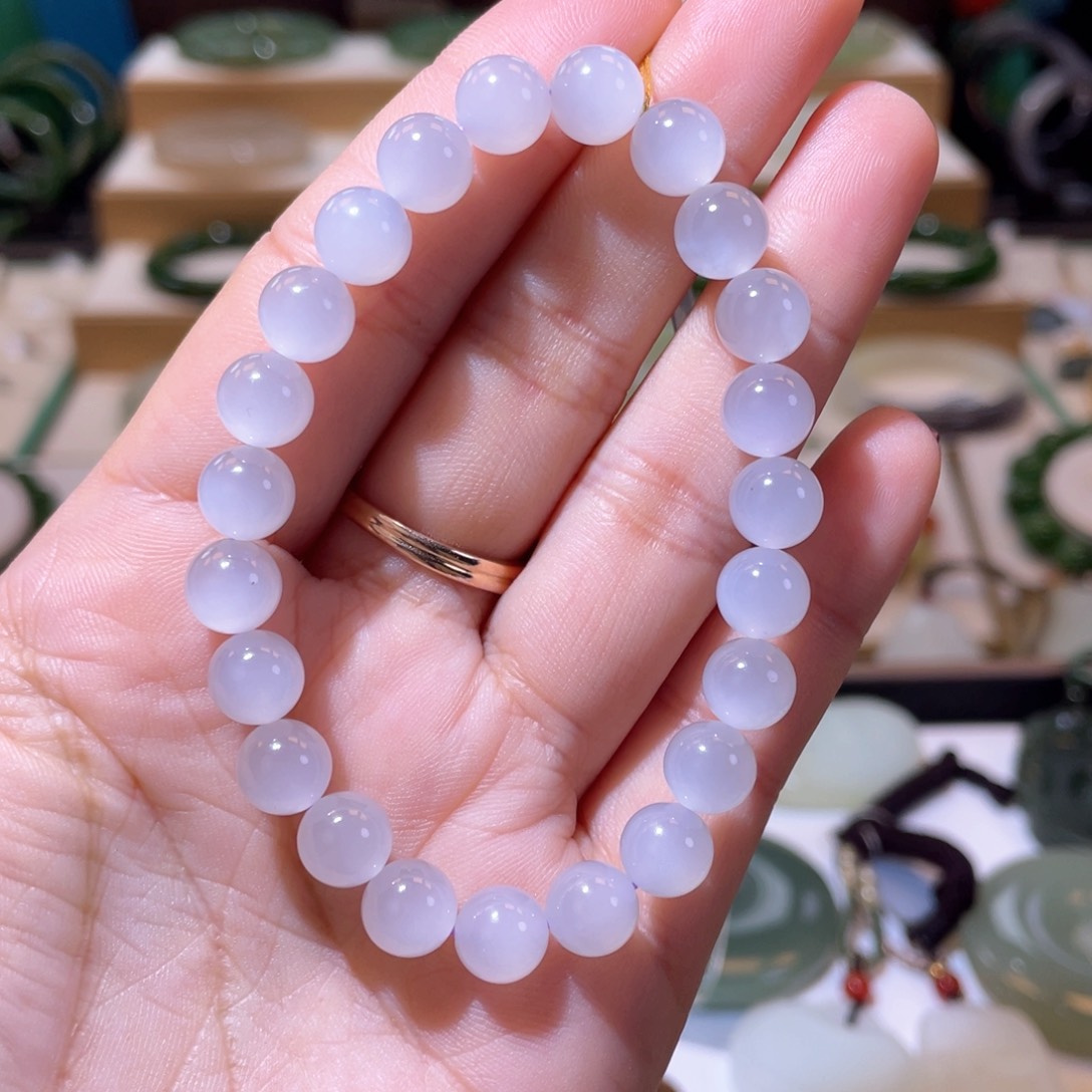 和田玉高品冰紫手串未镶嵌