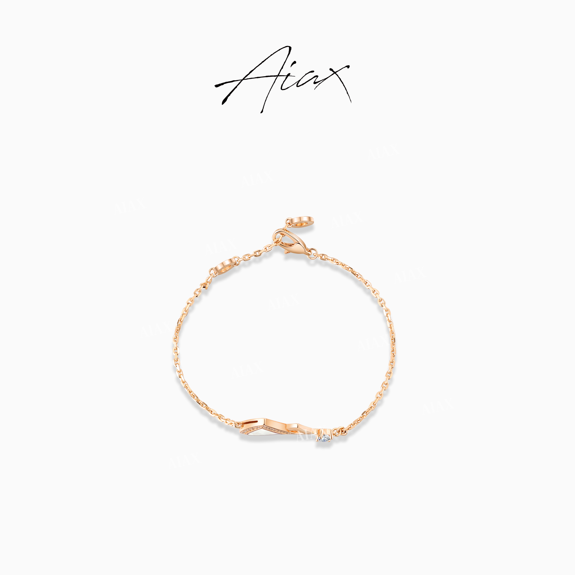 AIAX 925银 镀K金 轻奢气质时尚百搭经典小裙子镂空手链TSS7298