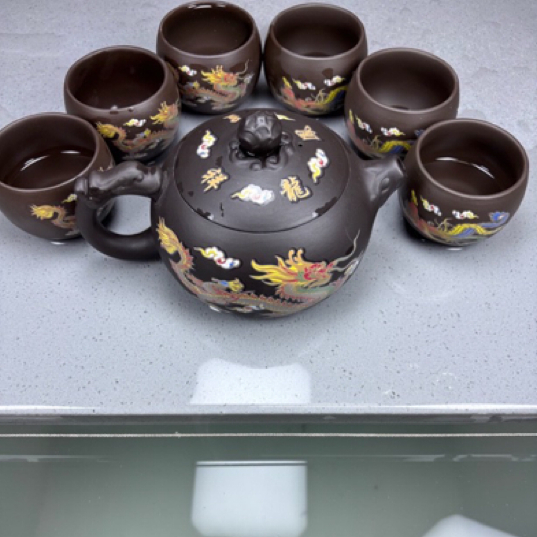 龙凤大西施500cc一壶六杯（龙蛋变色主人杯）茶具套装