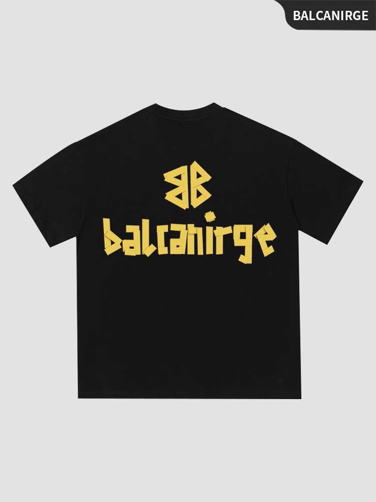 巴黎T恤休闲印花宽松简约男士T恤潮流半袖国潮复古短袖纯棉圆领