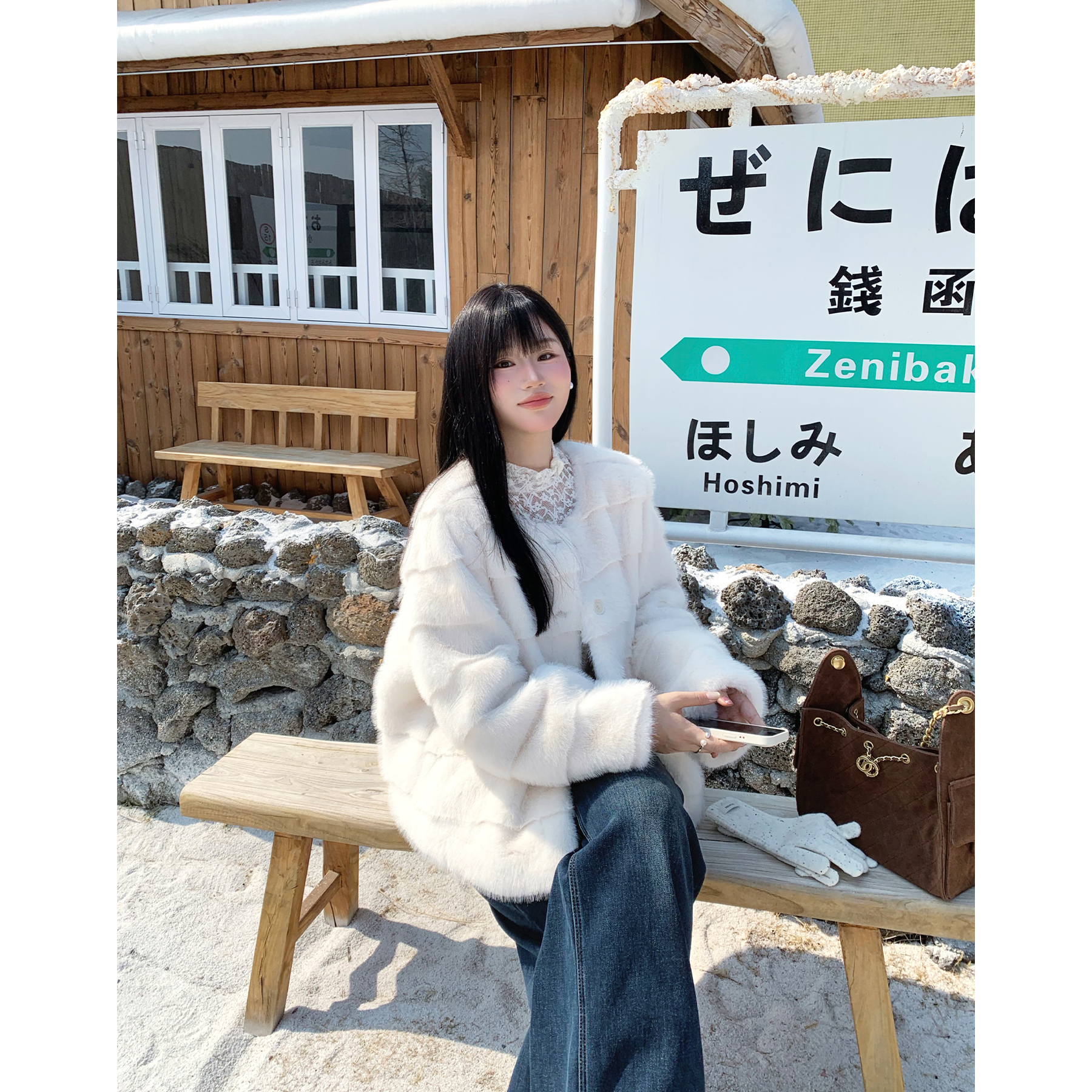 月半鱼【绵雪】仿貂毛貂皮环保皮草冬女2025新款短款毛毛保暖外套