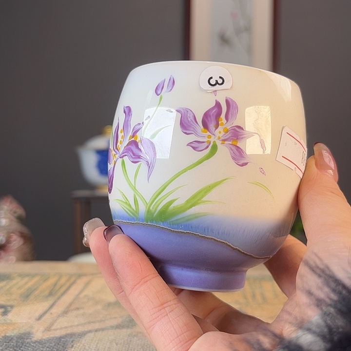 摆件卷***姐景德镇陶瓷茶杯多人