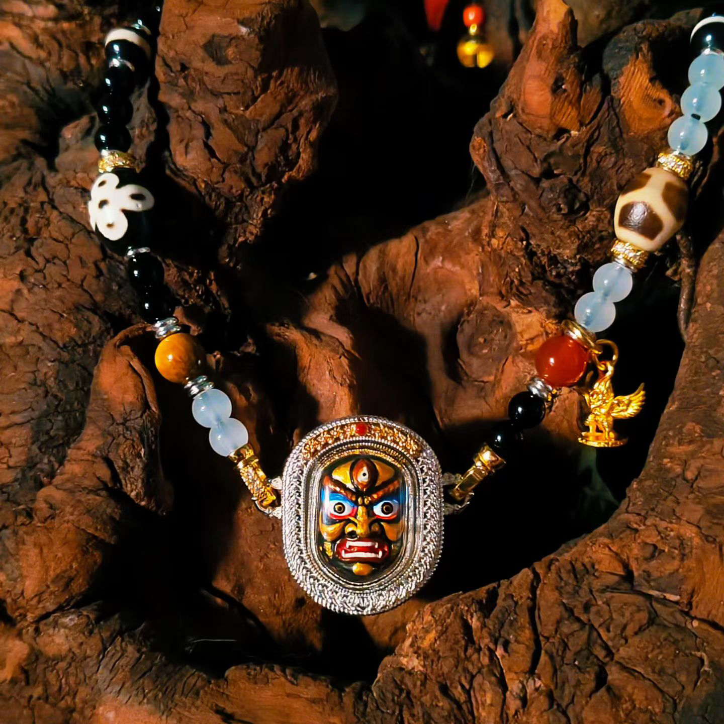 福临双尊双面黄财黑财立体纯手绘擦擦一体加天然链子可调节