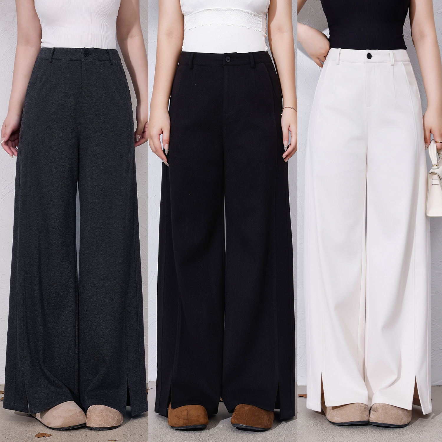 【通勤派】蛋妹大码女装胖m冬季高腰宽松百搭直筒版型裤子DM33186