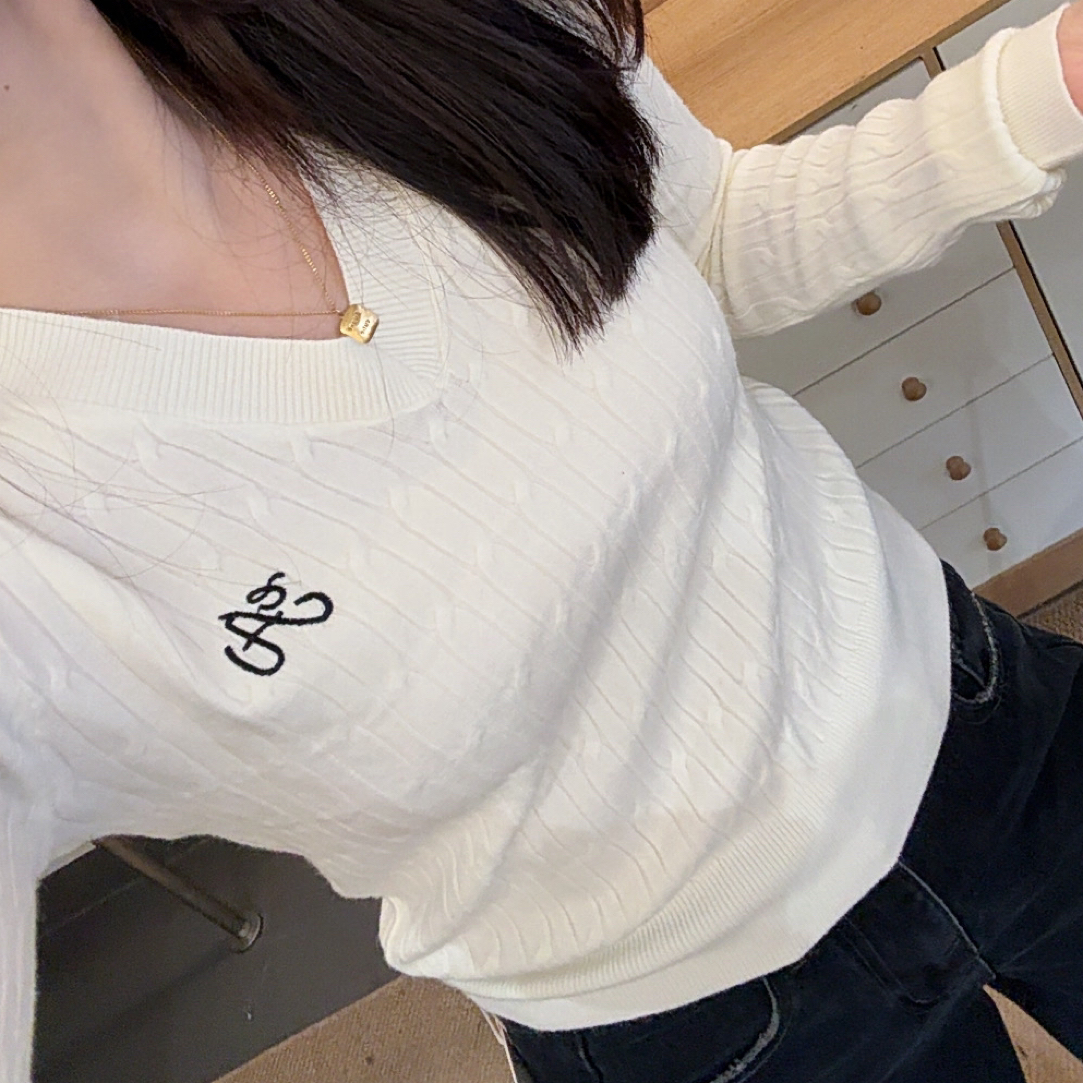 V领套头长袖薄款针织衫欧美风气质针织秋冬毛针织衫女