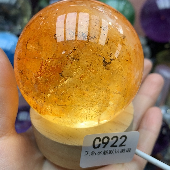 水晶天然水晶黄胶花摆件64.8mm未镶嵌