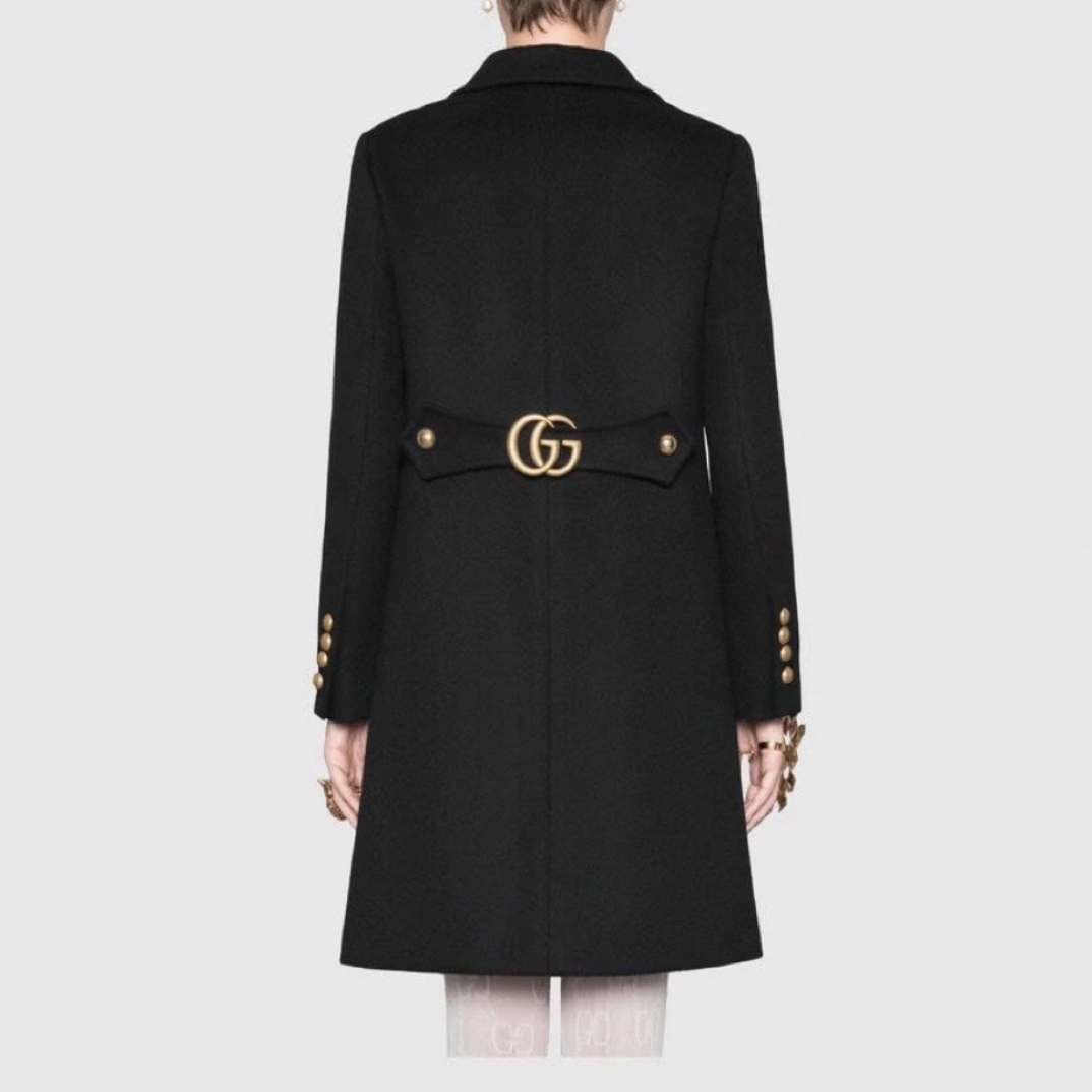 99新 GUCCI/古驰 Tsan0801/纯色经典款大衣/尺码38