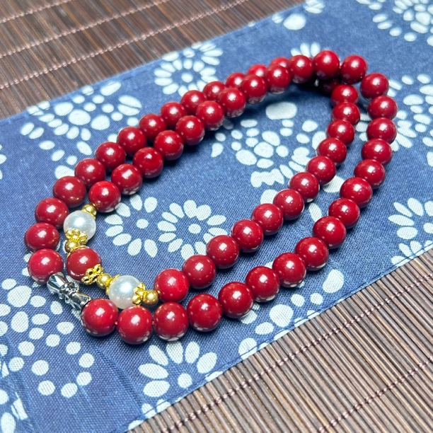 含辰砂工艺品含辰砂（亏米清仓）古法锦红含朱砂辰砂妈妈链设计款