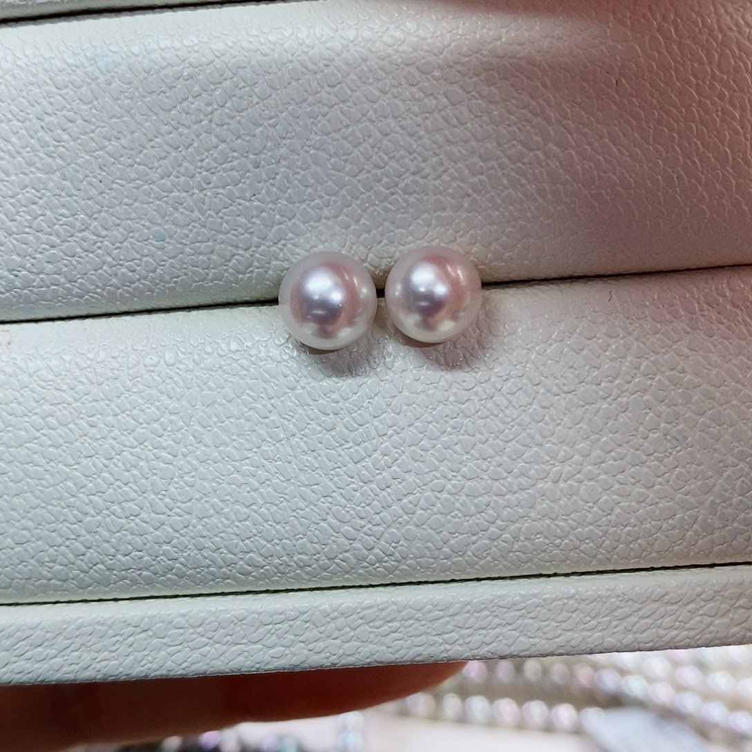 18K金镶嵌耳饰海水珍珠7-7.5