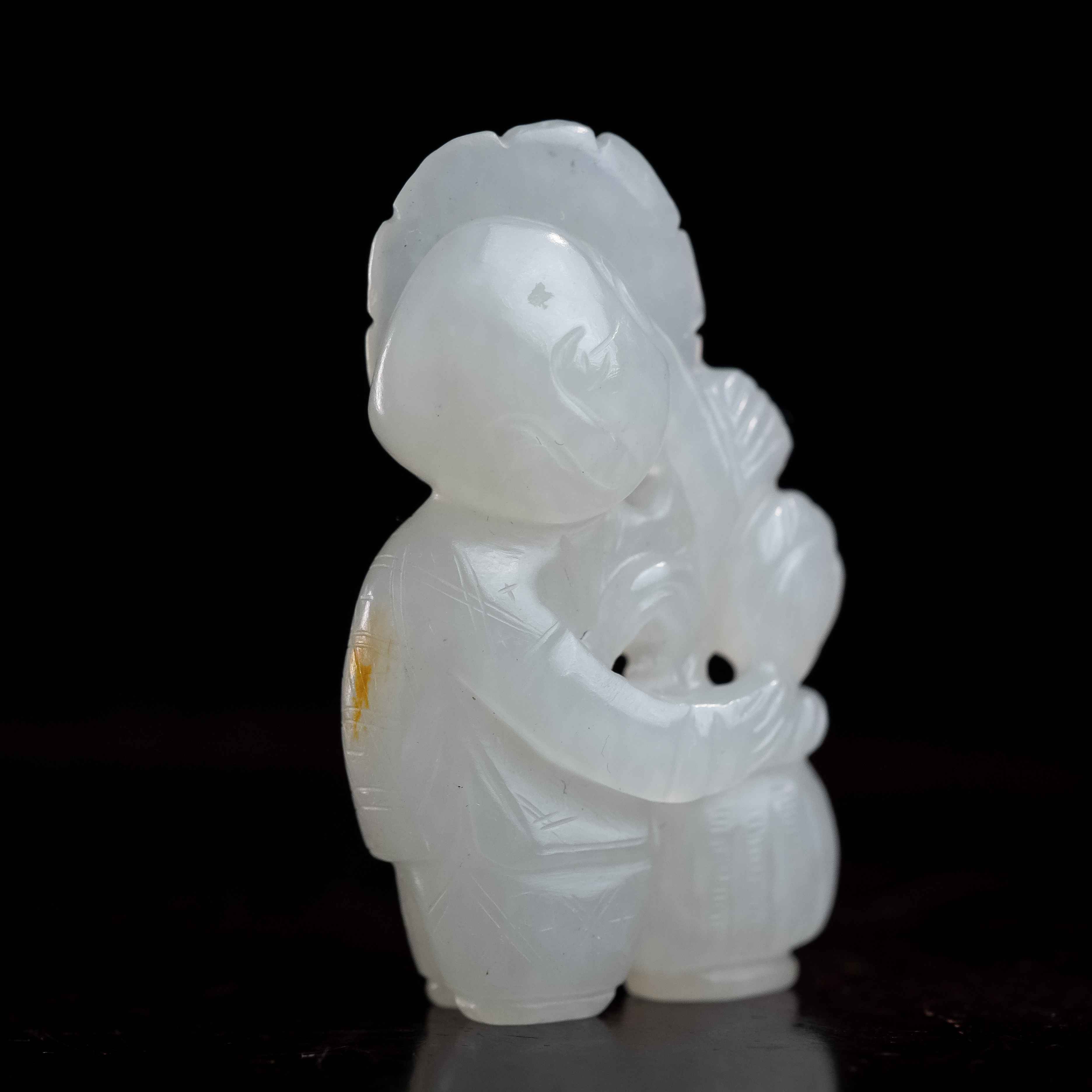 清代和田玉童子花件-NX