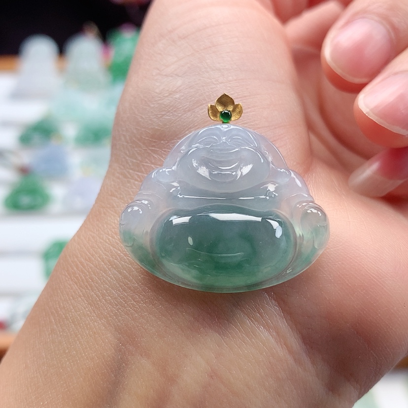 【闪购商品】翡翠吊坠(赠链)18K金镶嵌