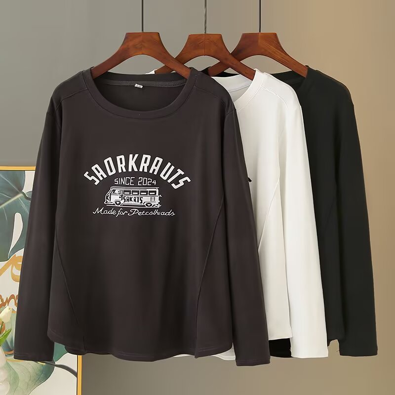 休闲风韩版时尚春秋通勤常规T恤女长袖宽松