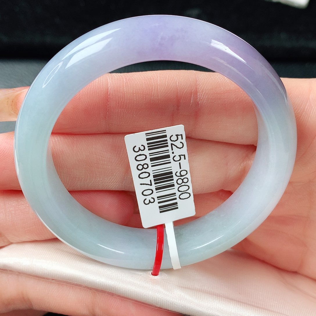 翡翠手镯未镶嵌春彩正圈52圈口 21号