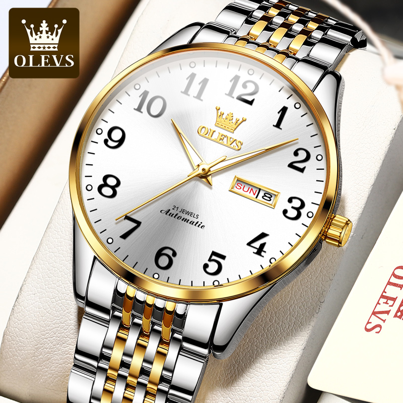 欧利时手表男款大数字经典百搭全自动男士机械表简约男表防水腕表