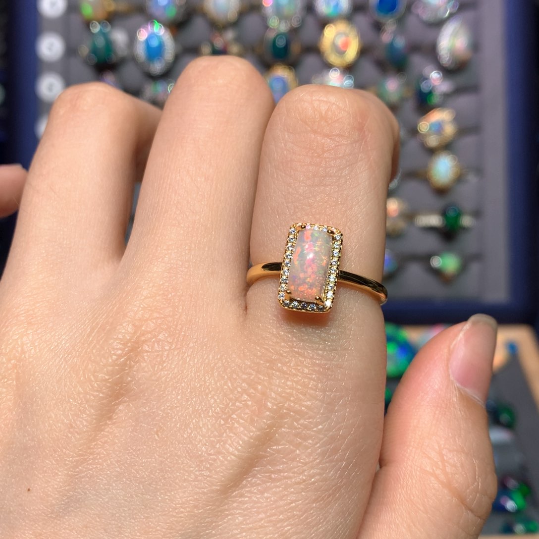 欧泊银S925镀金镶嵌戒指款式