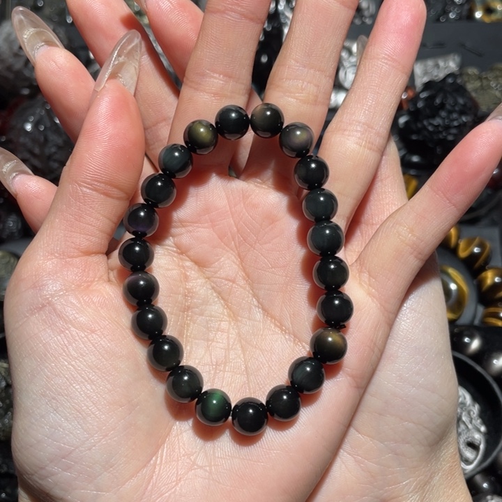 黑曜岩手串未镶嵌重****面