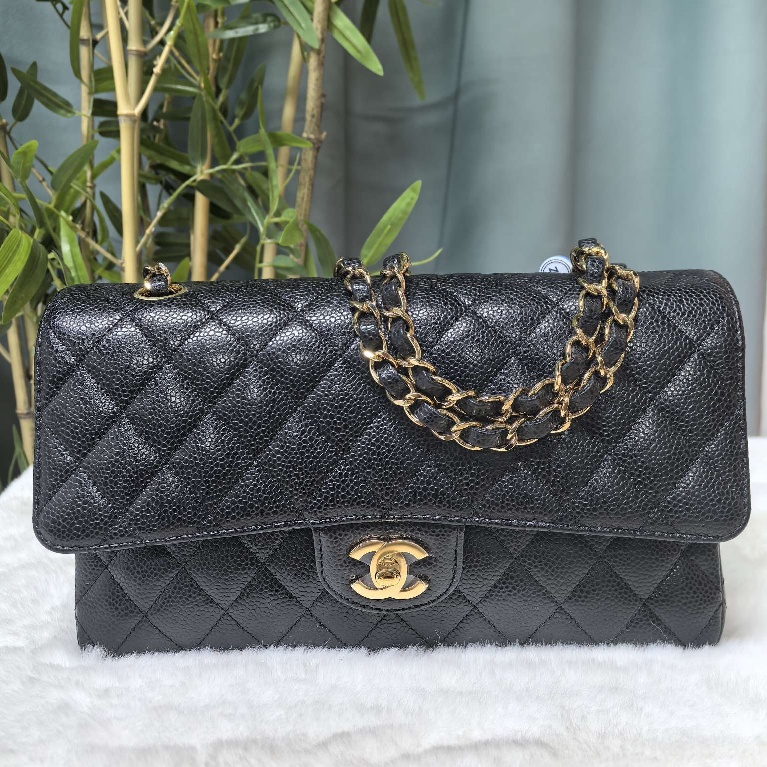 99新 Chanel/香奈儿 久泷奢品汇CF中号黑金荔枝牛11355994