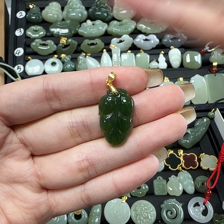 和田玉颈饰银S925镶嵌