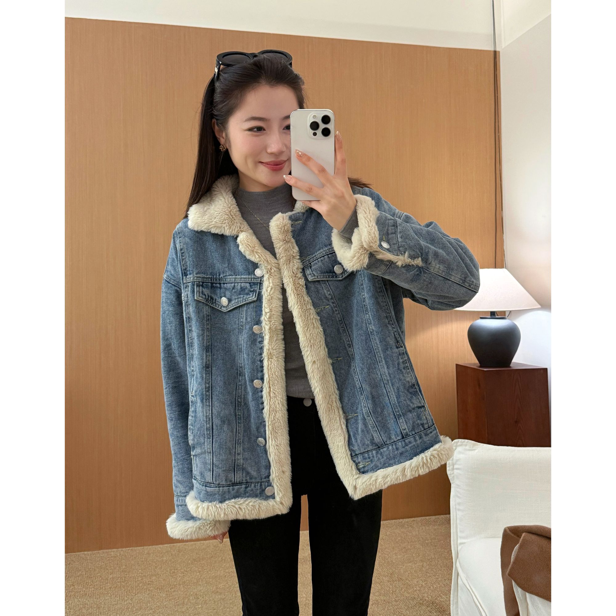 大叮自制【诗诗自留】1500g夏古酵素洗全毛内里牛仔外套！S6566