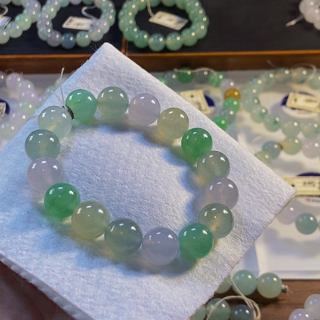 定制翡翠未镶嵌翡翠手串卡12+