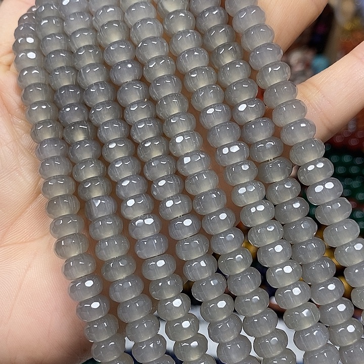 玛瑙/玉髓未镶嵌珠宝半成品玉髓切面车轮卡8mm