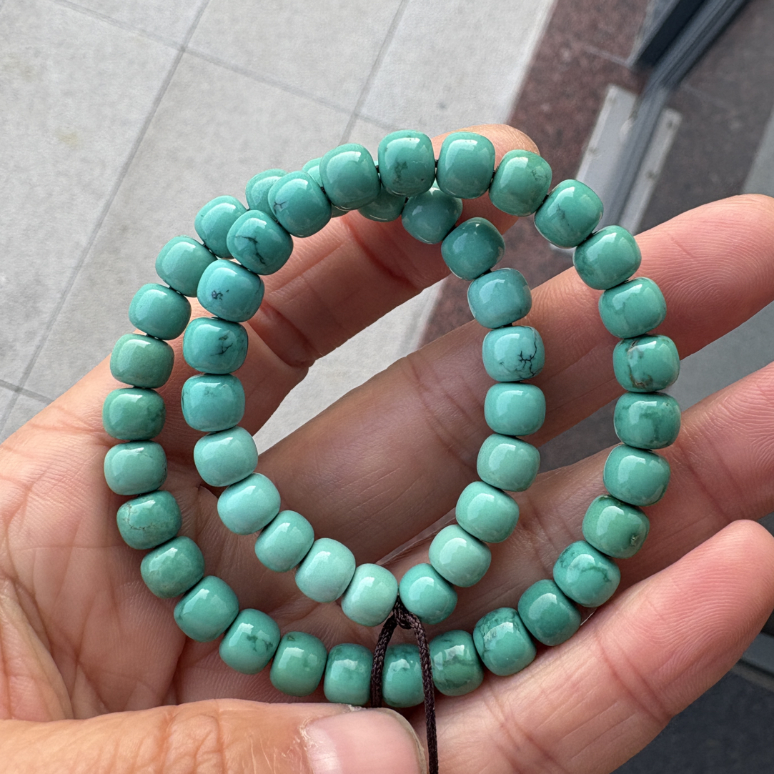 瑭颂湖北竹山原矿高瓷天然无科技无优化绿松石老型串