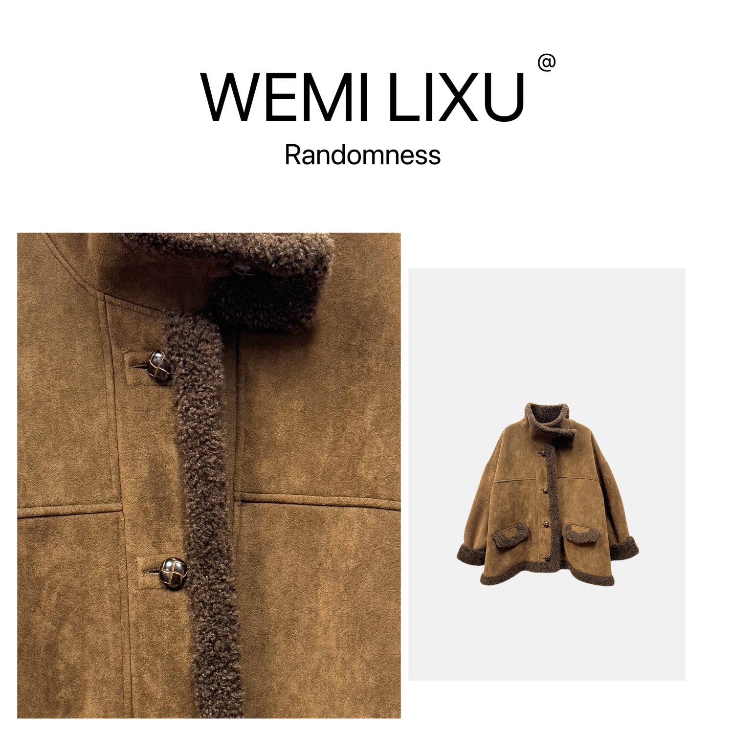 WEMILIXU“北欧冬日”冬季时尚新款潮流女加绒风衣外套遮肉显瘦3361