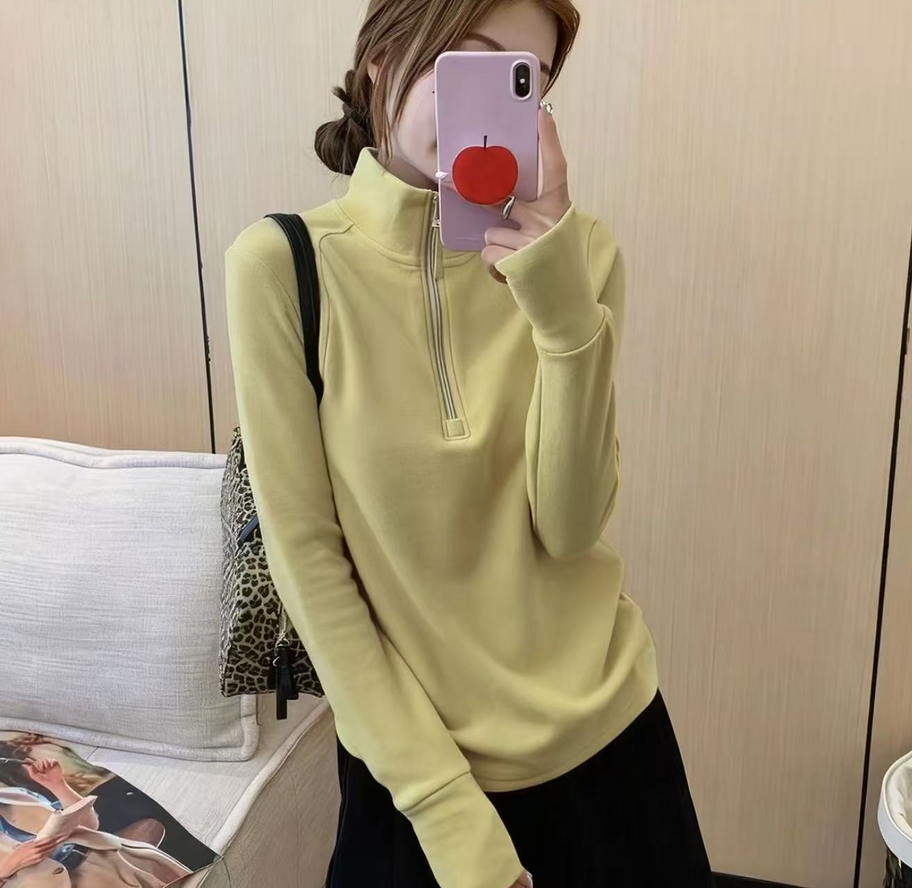 【男女同款】情侣款纯色立领拉链亲肤四季高领卫衣莱赛尔潮流新