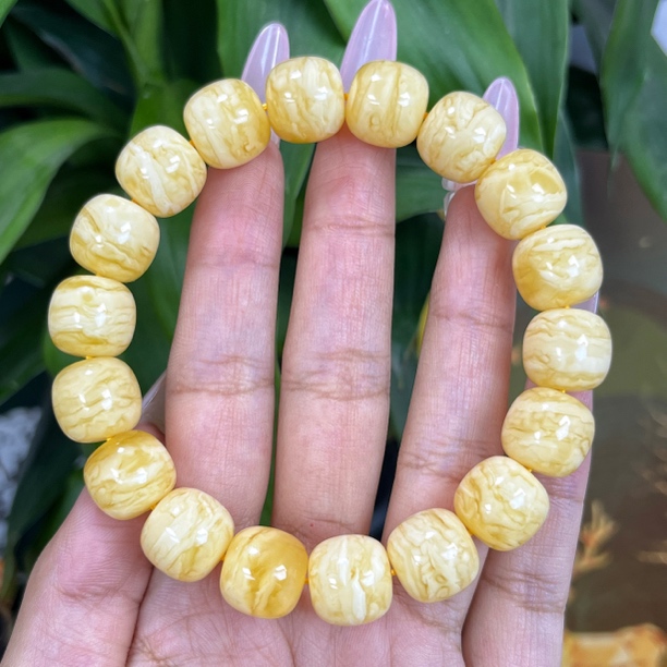 俄料老型虎皮妖花蜡质浓郁精工同料手串单圈无优化天然琥珀蜜蜡