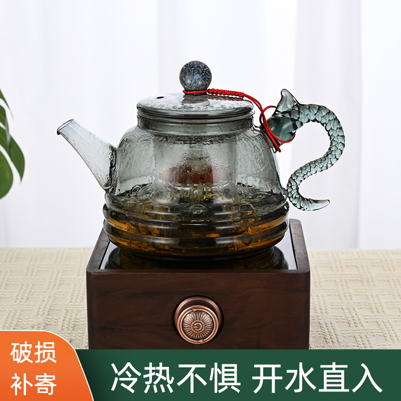 新款侧把煮茶壶家用围炉煮茶壶高硼硅耐热玻璃壶电陶炉专用茶壶