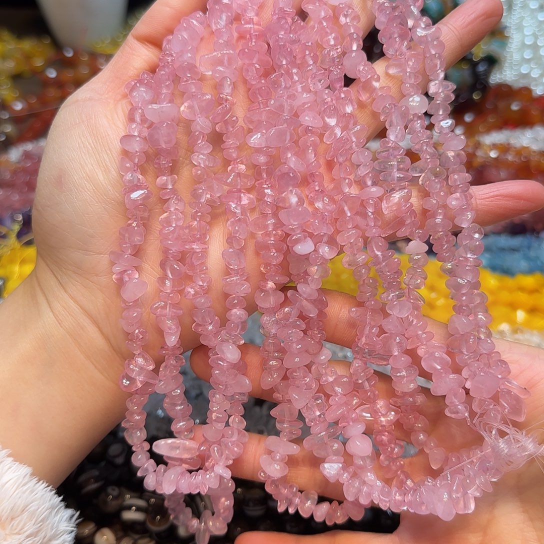 玛瑙/玉髓合金珠宝半成品粉晶绕手4圈